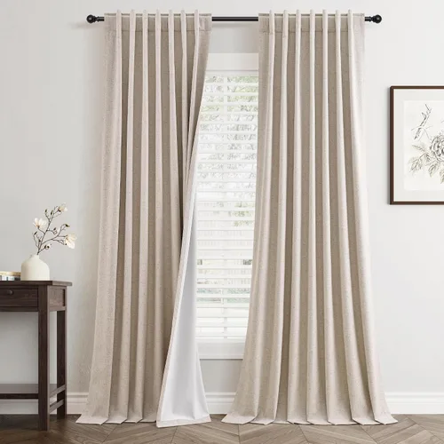 Vista 18 de Jowels - Cortinas opacas con pestaña trasera color beige cálido de 84 pulgadas de largo, 2 paneles para sala de estar y dormitorio, color beige