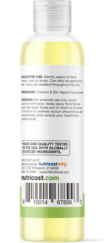 Vista 3 de Nutricost Essentials Aceite de vitamina E (8 onzas/230,000 UI) Aceite de vitamina E para piel, cabello y uñas