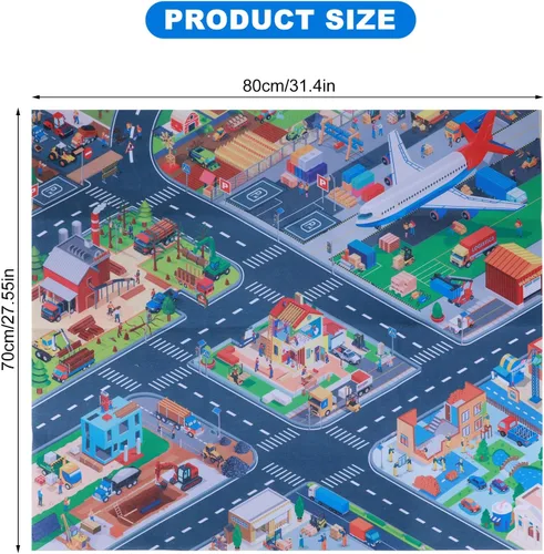 Vista 3 de Houkiper Alfombra de juegos para niños, alfombra de juego con múltiples temas, alfombra de fieltro para niños, alfombra plegable antideslizante