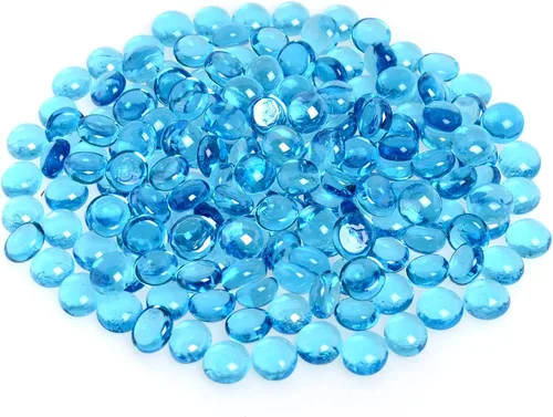 Vista 10 de KINGOU Gemas/cuentas/piedras de vidrio plano para relleno de jarrón, dispersión de mesa, juegos - 1 lb (0.551-0.630 in, aprox. 5/8 pulgadas)