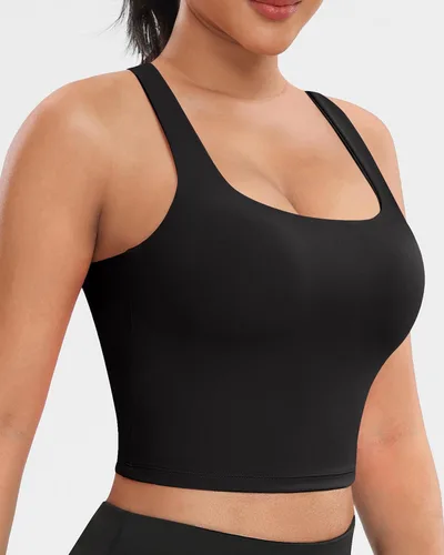 Vista 3 de Sujetadores deportivos acolchados para mujer, con tirantes delgados, para entrenamiento, con tirantes delgados, conjuntos de camisetas sin mangas