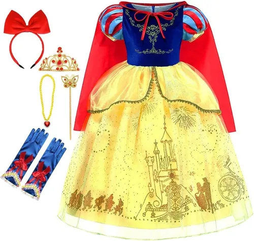 Vista 36 de HIHCBF Disfraz de princesa blanca como la nieve para niñas, cumpleaños, Navidad, Halloween, carnaval (con accesorios)