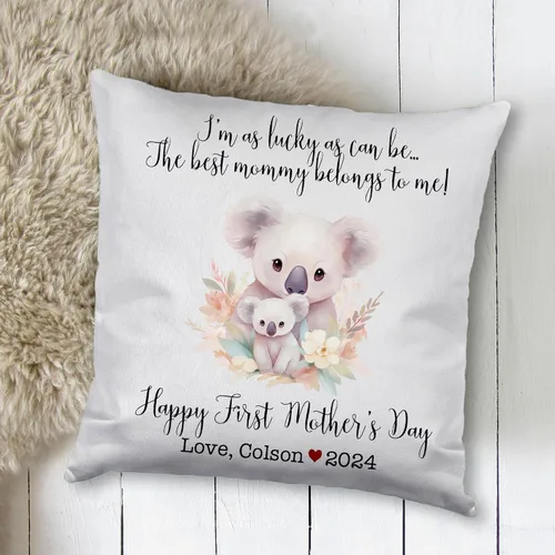 Vista 2 de Happy Mother's Day Koala Design, First Mother's Day Custom Pillowcase, Personalized Mother's Day Pillowcase, Gift for Mom, Home Decor