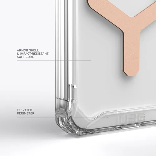Vista 3 de URBAN ARMOR GEAR UAG - Funda compatible con iPhone 15 Pro de 6.1 pulgadas, imán integrado Plyo hielo/oro rosa compatible con carga MagSafe