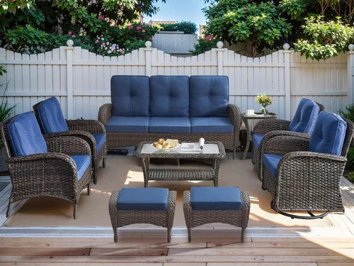 Vista 26 de HUMMUH Juego de 2 sillas de mimbre para exteriores, sillas de comedor con respaldo alto y asiento profundo para jardín, porche, patio trasero