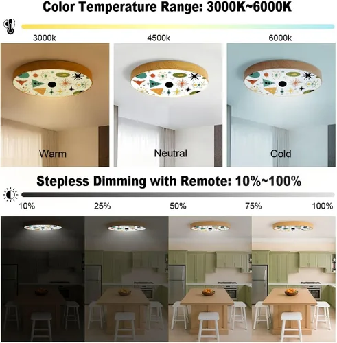 Vista 3 de Flush Mount Ceiling Light Fixture Mid century shapes molecule nuclear age space colorful retro set Dimmable LED Close to Ceiling Light Fixtures