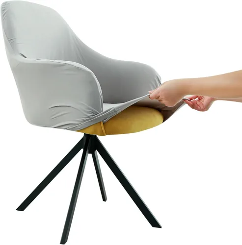 Vista 16 de Iauddy Funda de Silla Giratoria de Acento para Comedor para Oficina, Funda Elástica para Silla de Escritorio de Oficina de Respaldo Medio Protector