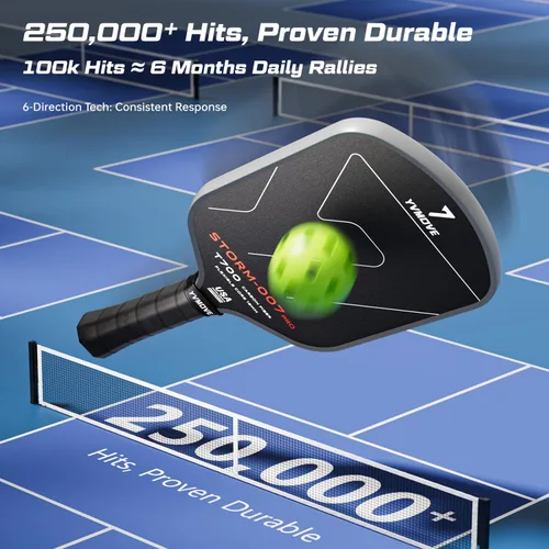 Vista 4 de USAPA Approved 6-Layer Construction T700 Carbon Fiber Pickleball Paddle, 16mm Thermoformed Pickleball Racket with High Spin & Extended Grip