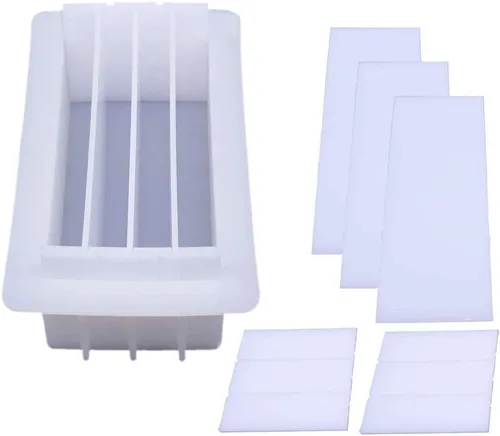 Vista 3 de JOONOR Divisores de molde de jabón de silicona para pan de 8 pulgadas, tablero de división de acrílico, rectangular, blanco, herramienta