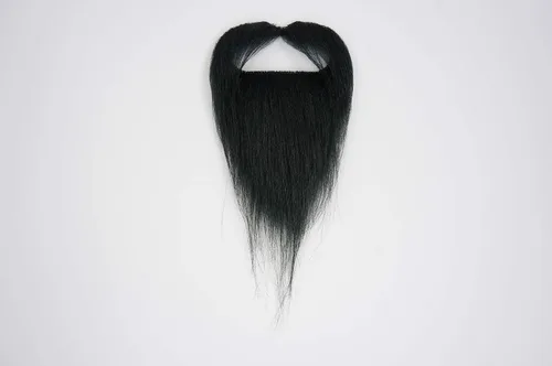 Vista 5 de Mustaches Autoadhesivo, novedoso, barba falsa de cola de pato larga, pelo facial falso, accesorio de disfraz para adultos, color negro