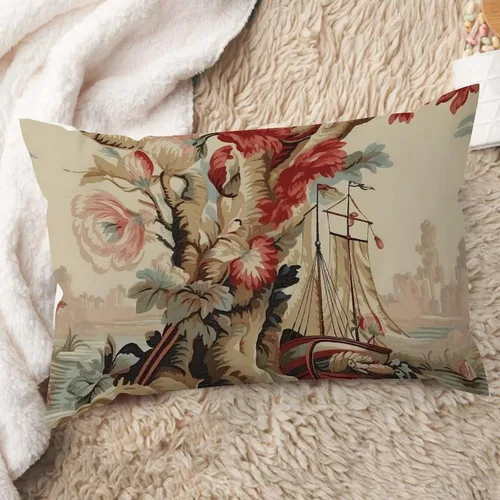 Vista 14 de ArogGeld Funda de cojín lumbar asiática de estilo chinoiserie, de lino marrón, pájaro y flor, funda de almohada asiática para sala de estar, A-6