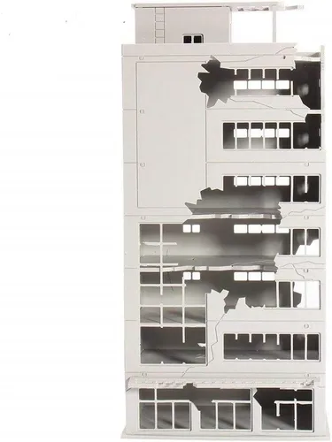 Vista 2 de EatingBiting Escala N 1/144 1:144 Ruined Damaged Building After War Assembling Model Outland Realism Scene for DIY Sand Table Garden Micro Landscape