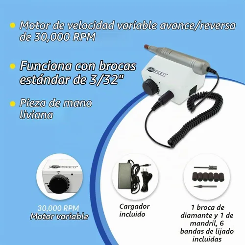 Vista 3 de Lima de uñas eléctrica Medicool TurboFile — Modelo más antiguo. Este modelo no tiene el mango plateado.