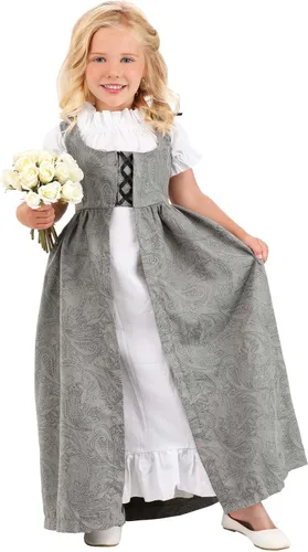 Vista 2 de Toddler Girls Renaissance Faire Costume, Faux Suede Ren Fest Dress Chemise, Medieval Child Overdress with Lacing