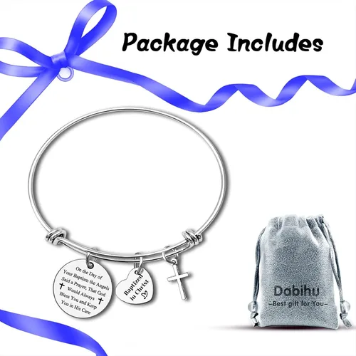 Vista 7 de Pulsera de bautismo, regalos de bautismo para mujeres, regalo cristiano, inspirador, ajustable, regalo religioso para amigos, familia, joyería