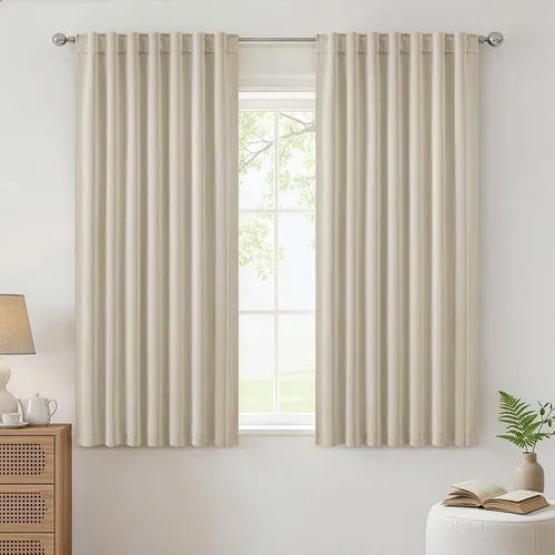 Vista 33 de ANRODUO Juego de 2 cortinas con bloqueo de luz del 99%, cortinas de 84 pulgadas de largo, cortinas negras para dormitorio, cortinas con aislamiento