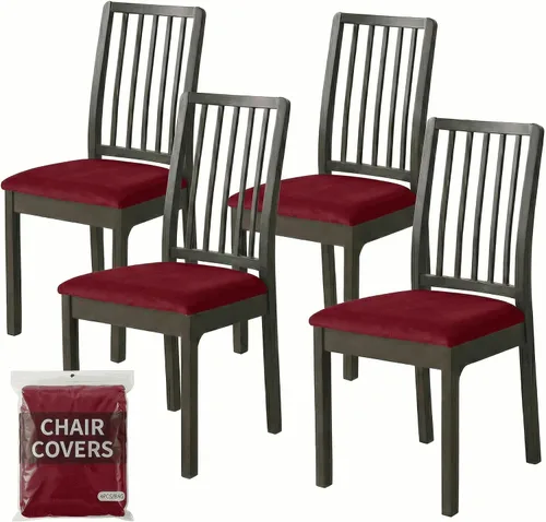 Vista 13 de Deisy Dee Fundas de asiento de terciopelo para sillas de comedor, juego de fundas para sillas de comedor (4, azul bebé)