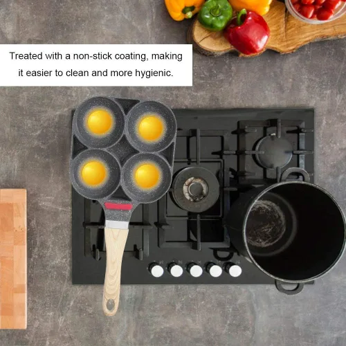 Vista 4 de Sartén de cocina para panqueques de desayuno, sartén de aluminio para hamburguesa de huevo con mango para uso en cocina
