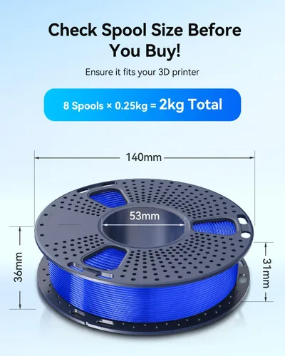 Vista 4 de JAYO Paquete de filamento PLA+ 1.75mm, paquete de filamento para impresora 3D multicolor, embalado al vacío individualmente, carrete de 250g