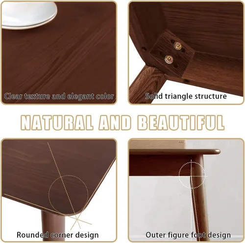 Vista 7 de Mesa de comedor, mesa de cocina, mesa de comedor, mesa de cocina pequeña para espacios pequeños, mesa moderna para el hogar, mesa rectangular Marrón