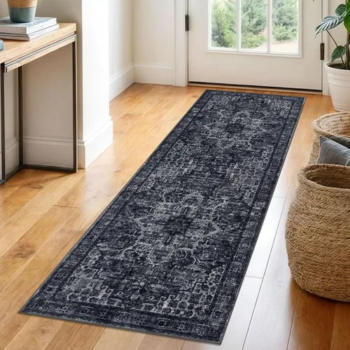 Vista 148 de SIILOOM Alfombra lavable de 2 x 3 pies, alfombra suave color taupe ceniza para entrada, tapete antideslizante para puerta de interior, tapete