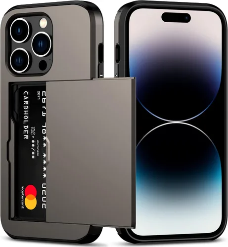 Vista 28 de Nvollnoe Funda para iPhone 14 con tarjetero [almacena 5 tarjetas] Funda tipo cartera de doble capa resistente a prueba de golpes con ranura oculta
