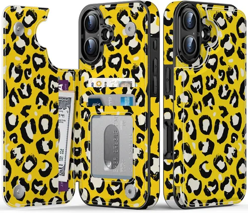 Vista 337 de LETO para iPhone 15 Pro Funda tipo cartera - Tapa tipo folio con patada - Diseños de moda - Tarjetero - Funda protectora para mujeres y niñas - 6.1