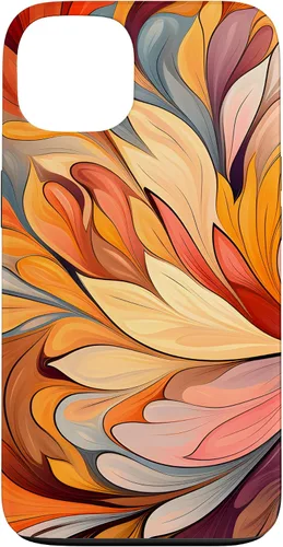 Vista 7 de iPhone 12 Pro Max Remolinos florales abstractos Funda de colores cálidos de otoño
