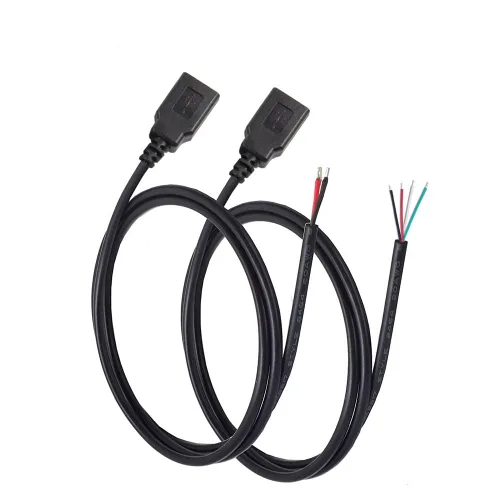 Vista 8 de Cable de extremo abierto USB A hembra a cable desnudo de 3.3 pies (39.4 in) 5V 2.1A 2 y 4 núcleos de transmisión de alimentación y transmisión