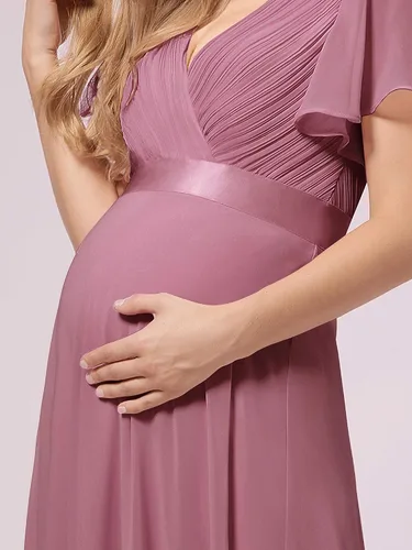 Vista 5 de Ever-Pretty Womens Chiffon V-Neck A-line Ruched Summer Maternity Dresses with Sleeves 09890-USA