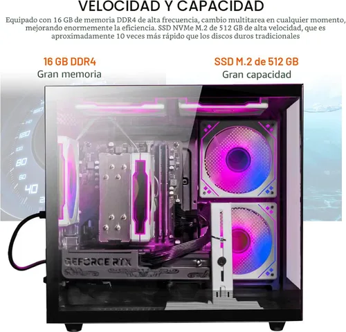 Vista 3 de suevery Prebuilt Desktop Computer Gaming PC Negro PC Memoria DDR4 16G, SSD 512G, AMD Ryzen5 6Cores 3.6G hasta 4.1G, tarjeta gráfica Radeon 4G