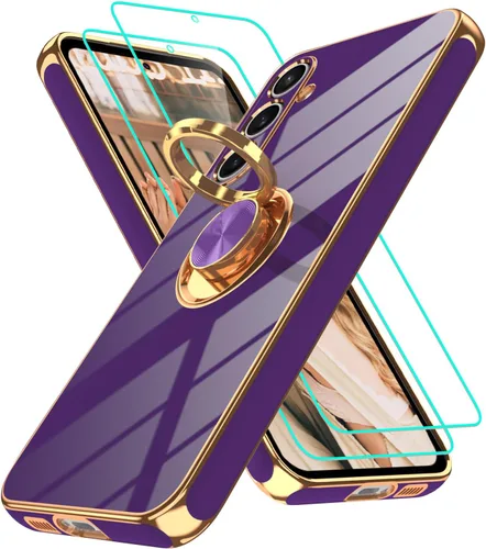 Vista 60 de Funda para Motorola Moto G 5G 2024: Funda Moto G Play 5G 2024 con 2 piezas de protectores de pantalla, soporte de anillo de rotación de 360°