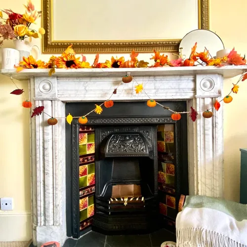 Vista 7 de Guirnalda de calabaza de fieltro, juego de calabaza, decoración de calabaza, guirnalda de otoño, festiva de temporada para interiores y exteriores