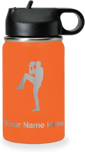 Vista 58 de LaserGram Botella de agua personalizada, jarra de béisbol, acero inoxidable de doble pared aislada al vacío con popote superior, regalo grabado Negro