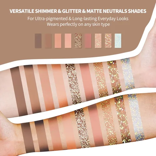 Vista 5 de Paleta de sombra de ojos desnuda 9 colores neutro desnudo mate brillo purpurina sombra de ojos paleta de maquillaje de alta pigmentación