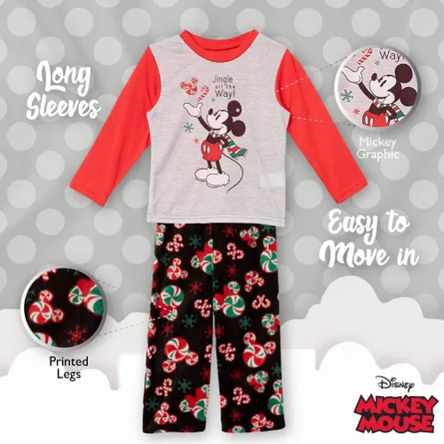 Vista 4 de Disney Men Mickey Mouse 2-Piece Loose-Fit Pajamas Set