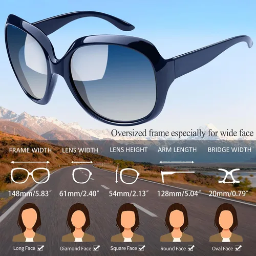 Vista 98 de Joopin Lentes de sol de gran tamaño para mujer, polarizados, grandes, para conducción, protección UV, grandes sombras