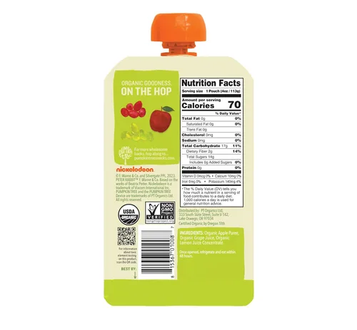 Vista 3 de Peter Rabbit Organics Puré de Frutas Manzana Uva, 4 oz