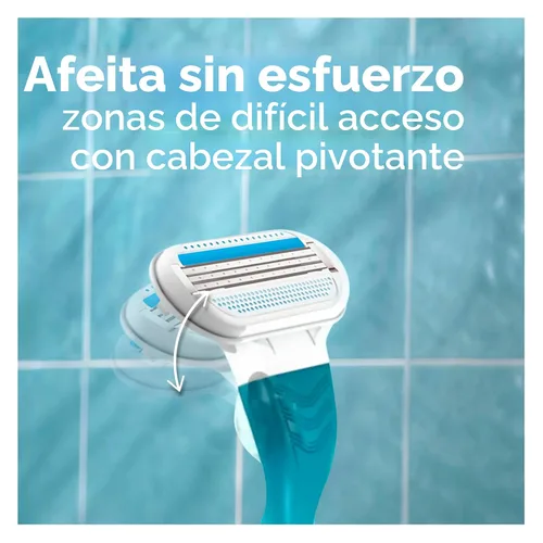 Vista 4 de Gillette Venus Smooth Razor para mujeres, incluye 1 mango de afeitar reutilizable + 2 recambios de 3 cuchillas, mango ergonómico de agarre suave