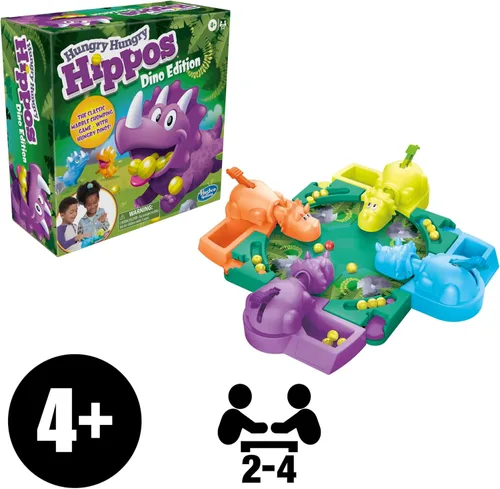 Vista 3 de Hasbro Gaming Hungry Hungry Hippos Dino Edition Juego de Mesa, Juego Preescolar para Edades de 4 Años en Adelante; para 2 a 4 Jugadores