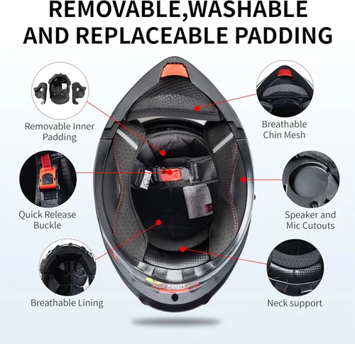 Vista 8 de Casco integral para hombres y mujeres adultos con protector solar ahumado
