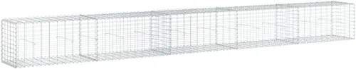 Vista 45 de vidaXL Cesta de gavión con tapa, 39.4 x 19.7 x 39.4 pulgadas, hierro galvanizado rectangular, resistente a la intemperie, montaje sin herramientas