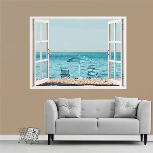 Vista 32 de IDEA4WALL Adhesivo mural removible para pared, arena blanca tropical, playa, orilla, palmera, naturaleza, desierto, fotografía, arte moderno