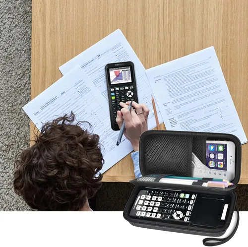Vista 6 de ALKOO - Funda rígida para calculadora Texas Instruments TI-84 Plus CE, solo Funda de EVA con doble panel de amortiguación, 3 trabillas