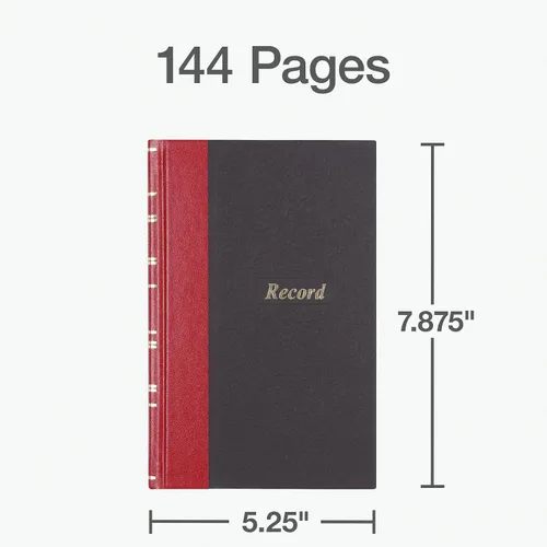 Vista 3 de Libro diario/Libro de cuentas, tapa roja/negra, 144 páginas, 5 1/4 x 7 7/8, Negro
