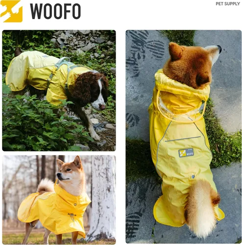 Vista 4 de Poncho de lluvia deslizable para perro, abrigo impermeable para perro rápido y fácil de usar, sin restricciones, chaqueta de lluvia súper ligera e