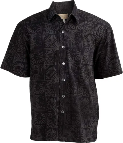 Vista 2 de Johari West Camisa de batik hawaiana tropical de verano de Antigua, Azul