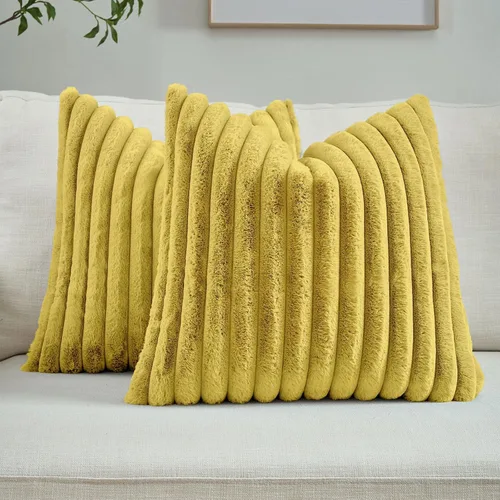 Vista 38 de FUTEI Pack of 2 Faux Fur Throw Pillow Covers 20x20 Inch, Navy Blue Azul marino