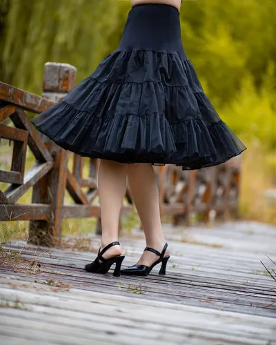 Vista 2 de Modeway Enaguas de crinolina vintage de los años 50 hasta la rodilla para mujer, faldas de tul para debajo de vestidos, accesorios de ropa