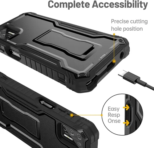 Vista 3 de FITO Funda para Moto G Stylus 2021, doble capa a prueba de golpes resistente para teléfono Motorola G Stylus 2021 con protector de pantalla, soporte